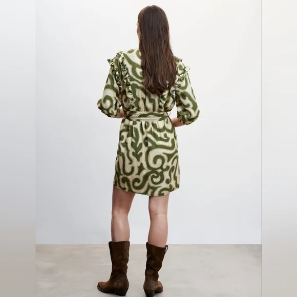 MANGO Ruffled printed dress - Picture 4 of 5